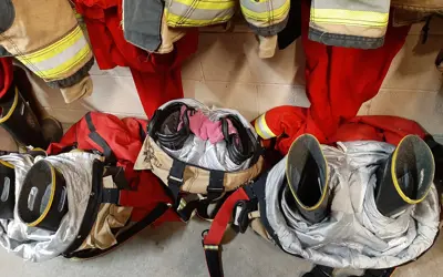 Firefighter clothing ready for action